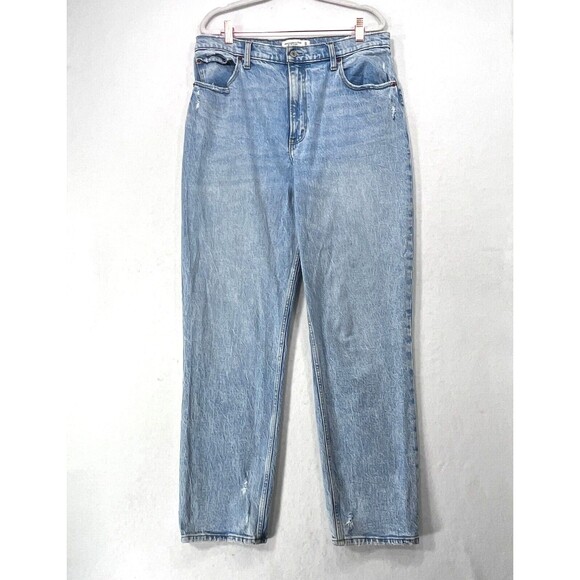 Abercrombie Fitch Jeans Women 32 Blue 90s Straight Ultra High Rise Curve Love - Picture 1 of 12